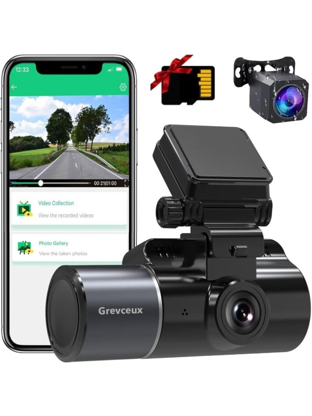 Dash Cam Front 2k, Interior 1080P, Rear 1080P Car Camera Night Vision Park Mode